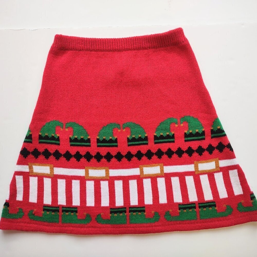 Whimsical Elf Mini Skirt Size XSmall  'Ugly Sweater' Quirky Playful Indie Twee